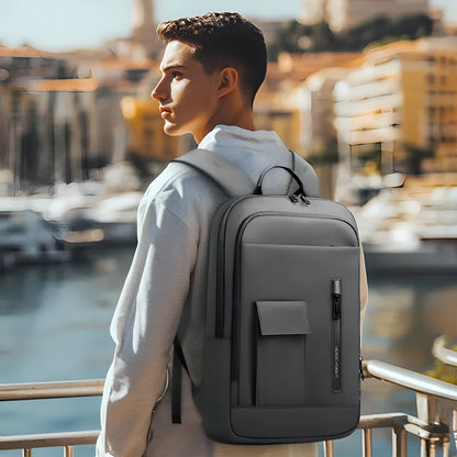 Men's lightweight Oxford cloth backpack in dark grey, olive green, blue or black for business travel