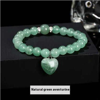 Handmade natural crystal bracelet with tigereye, aventurine, pink crystal, white jade and unakite stones
