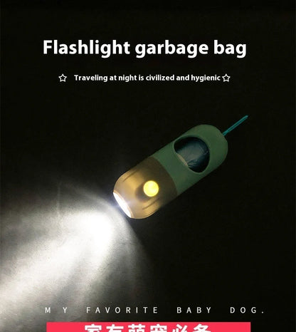 Illuminated pet waste bag dispenser for dogs and cats, available in various stylish colours with or without included garbage bags