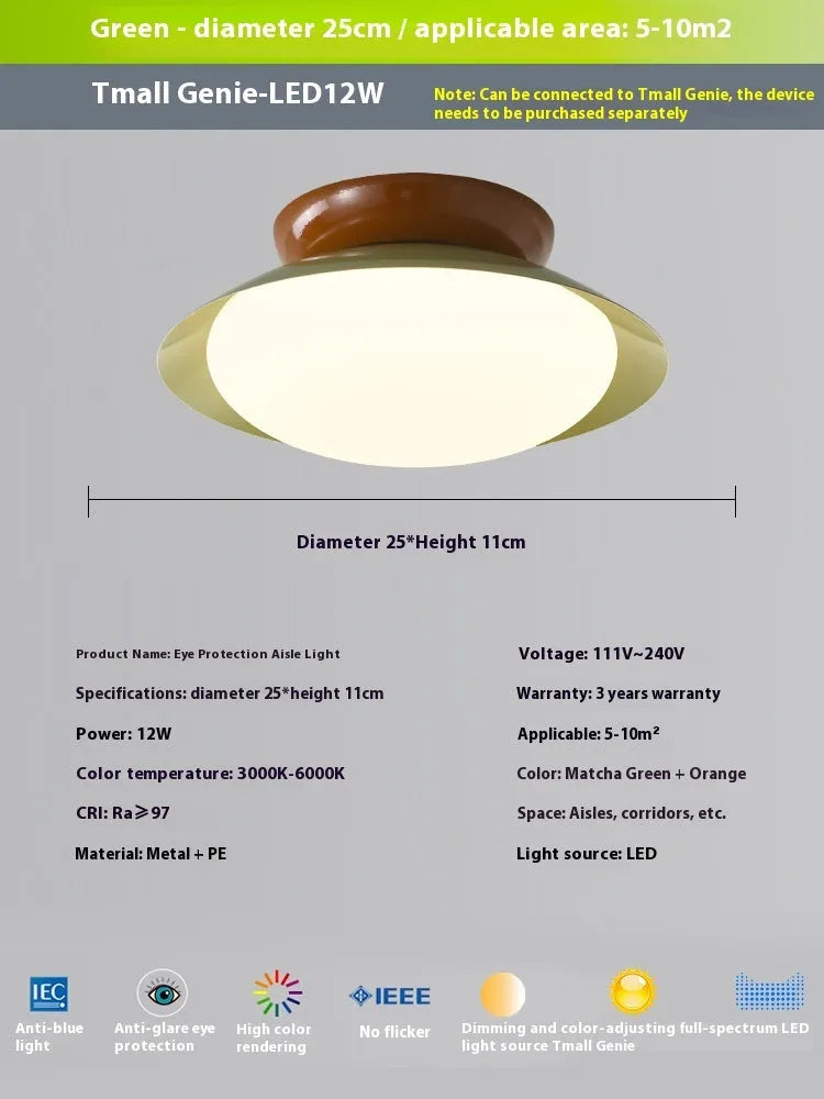 Flying saucer ceiling lamp in cream style with iron shade, available in 25cm or 45cm diameter and six colours
