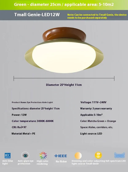 Flying saucer ceiling lamp in cream style with iron shade, available in 25cm or 45cm diameter and six colours