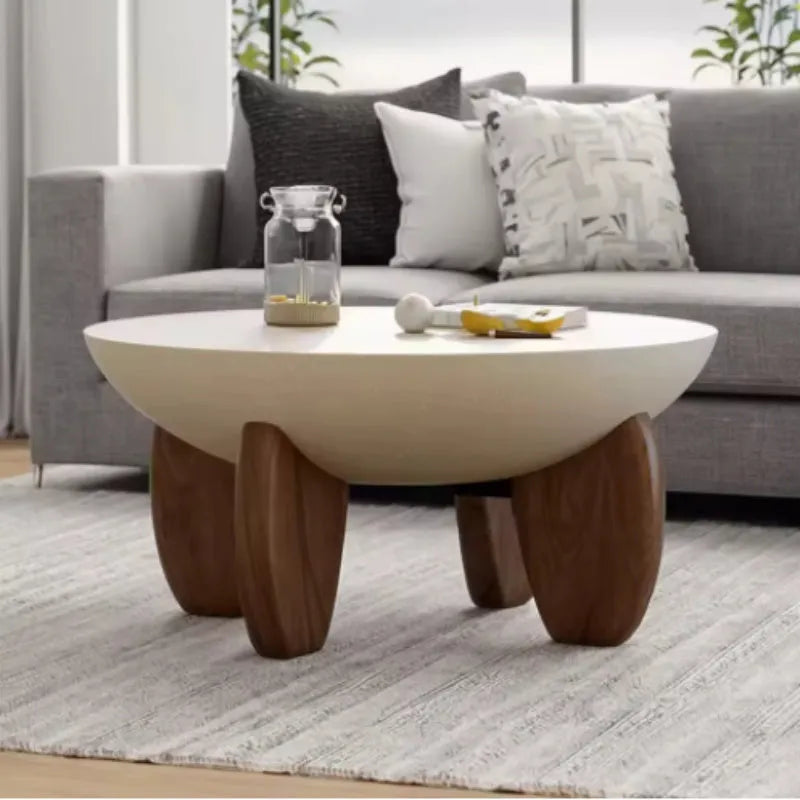 White solid wood coffee table with adjustable height mechanism and integrated storage compartment in living room setting