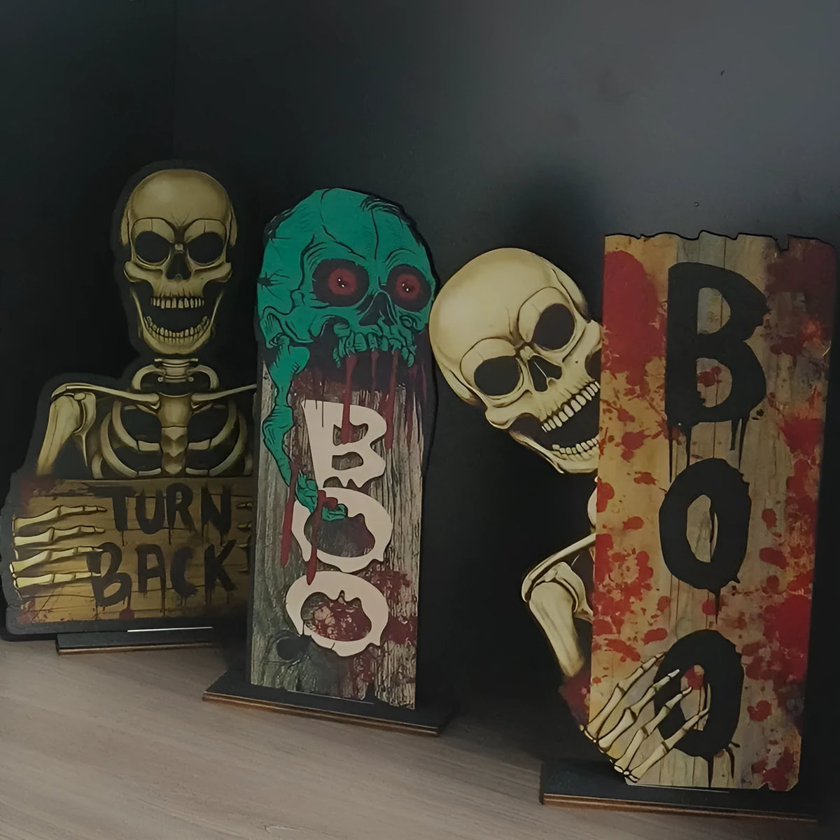 Wooden European style retro creative Halloween tabletop ornament decoration