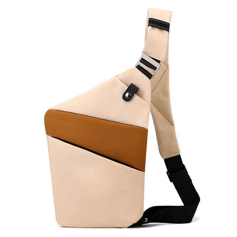 Canvas chest bag 31x20x1cm, 190g, one-shoulder crossbody with anti-radiation fabric inside, smoke black or silver grey