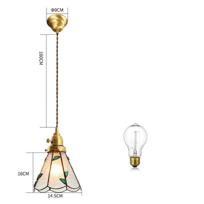 Japanese retro brass and glass chandelier with hand-blown shades and walnut wood details