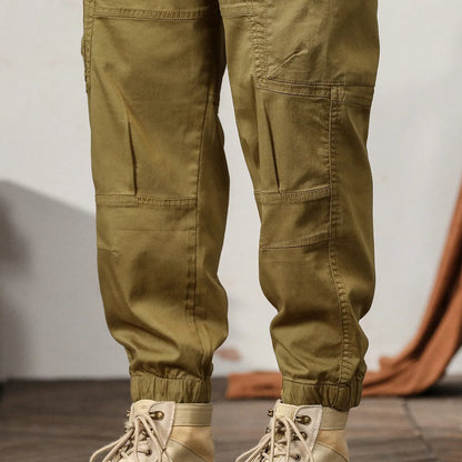 Men's cotton tapered harem trousers with ankle band in black colour