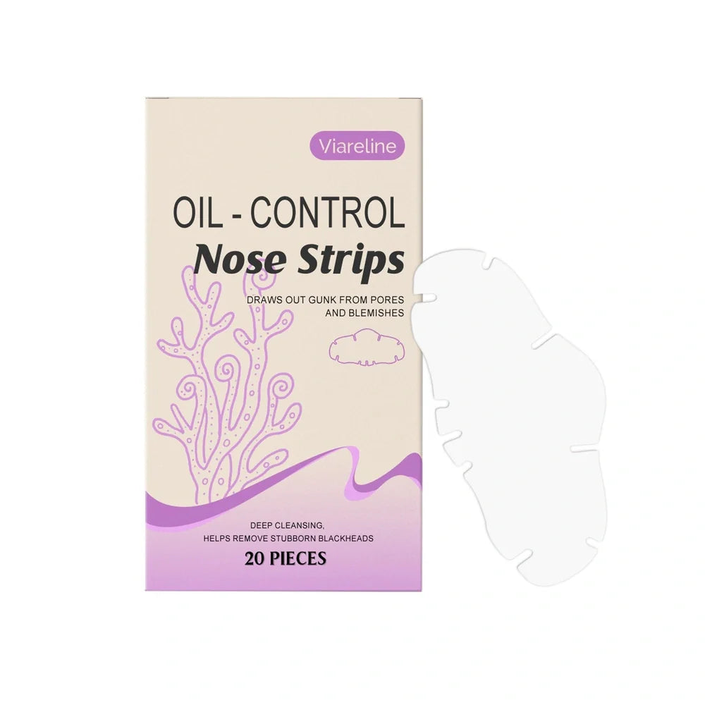 Oil-control nose strips with salicylic acid for blackhead removal, 20 strips per pack