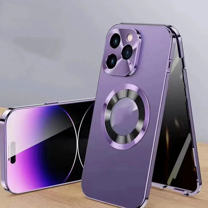 Magnetic iPhone case with metal clip in black, blue, gold, purple or silver colours