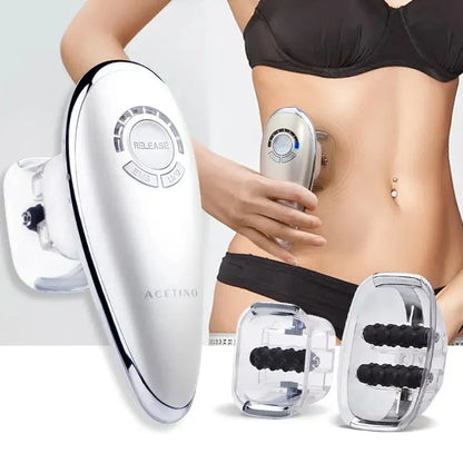 White EMS vacuum massage device with large and small suction cups, measuring 154mm long with control buttons