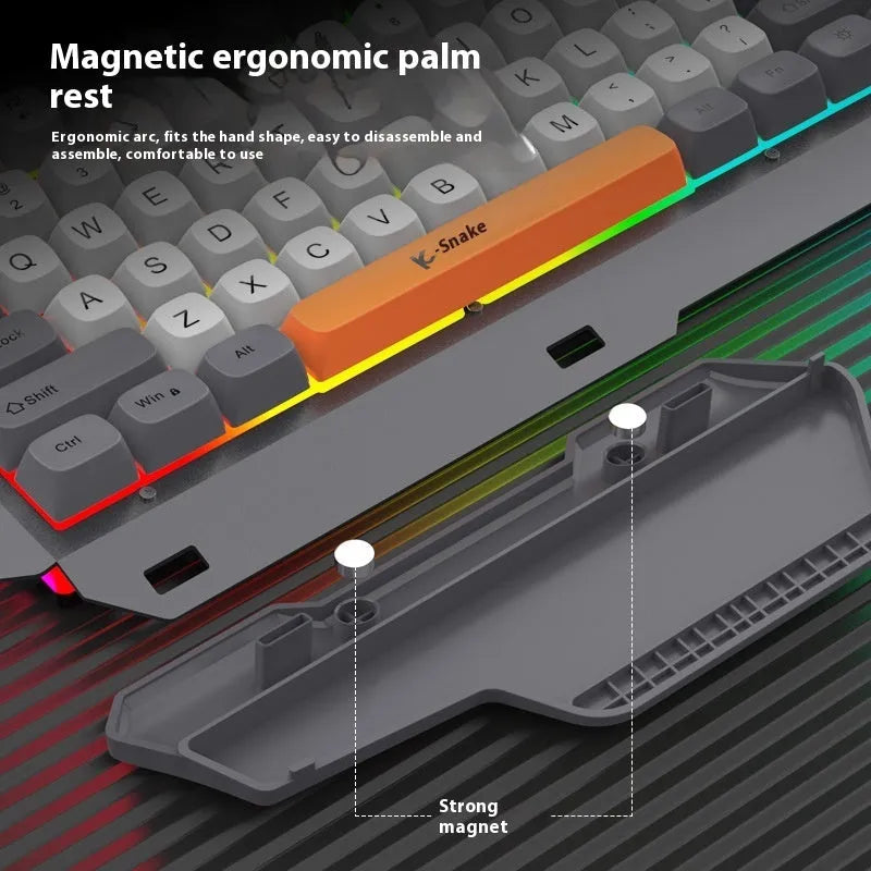 Blue wired gaming keyboard and mouse combo with backlit keys on dark surface