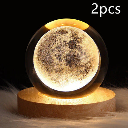 Enchanting galaxy crystal ball night light with 3D pattern, creating a mesmerizing celestial display for bedroom decor