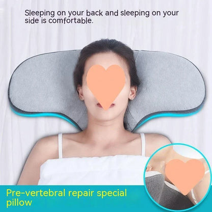 Premium memory foam pillow with shallow center cavity for neck pain relief and improved sleep quality