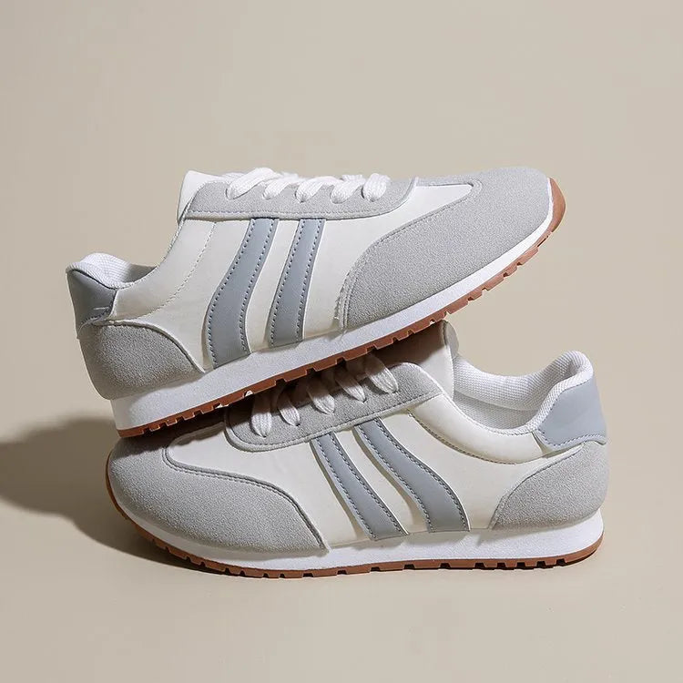 Blue and grey Cortez stripes leisure sports shoes with round toe and flat rubber soles