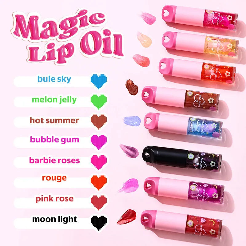 Colour-changing lip gloss with love pendant charm on applicator, from the Princess series.