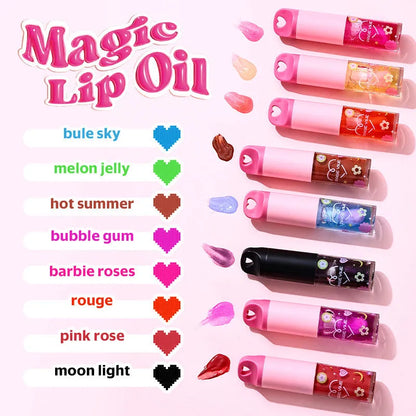 Colour-changing lip gloss with love pendant charm on applicator, from the Princess series.