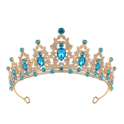 Baroque-style bridal crown headdress with sparkling rhinestones on a lightweight alloy frame, shown in silver colour.