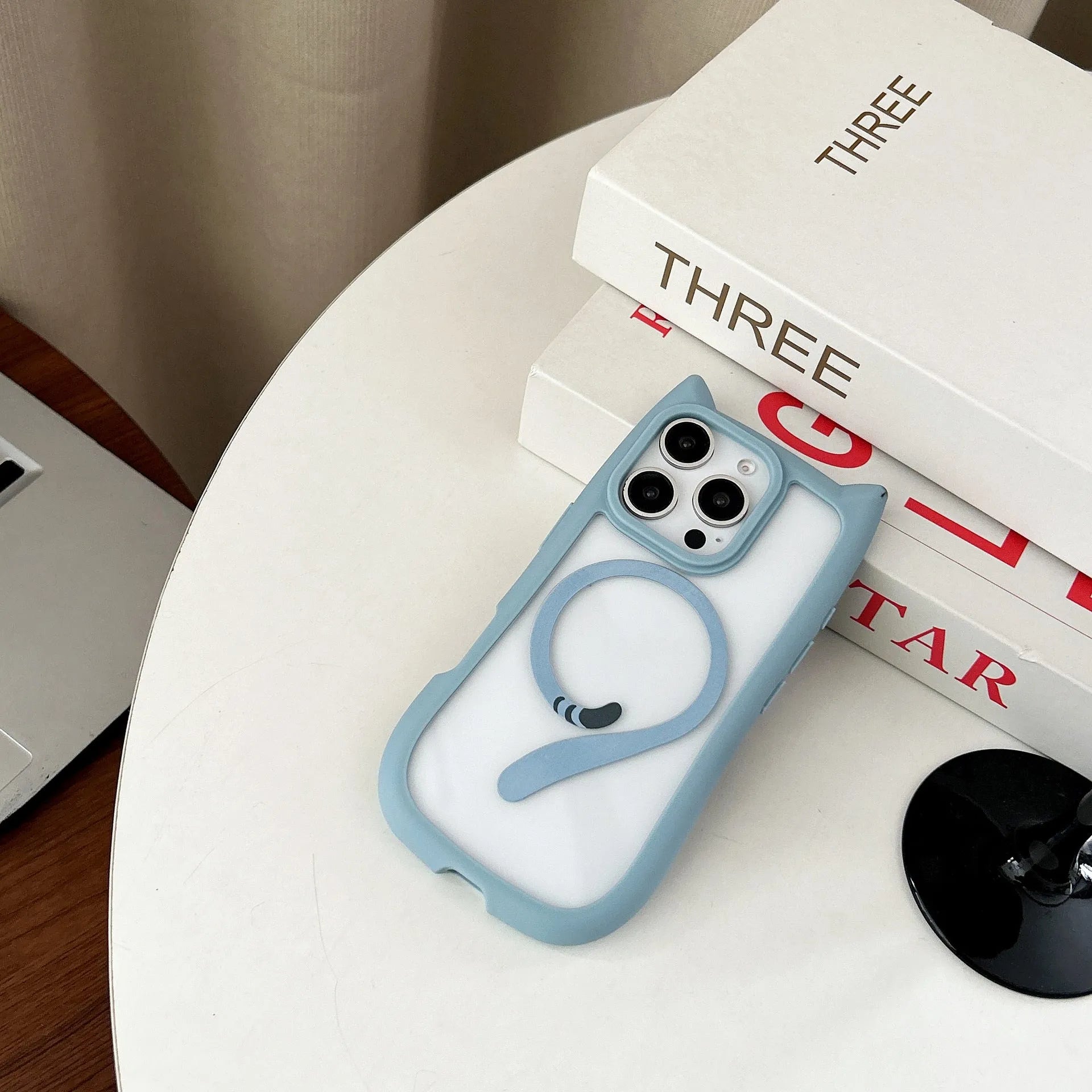 Transparent acrylic TPU phone case with magnetic suction for iPhone 17 series in black, blue, grey, and pink colours