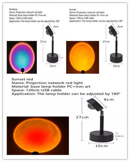 WiFi LED Sunset Projector Light with 16 colour options and 360° rotation