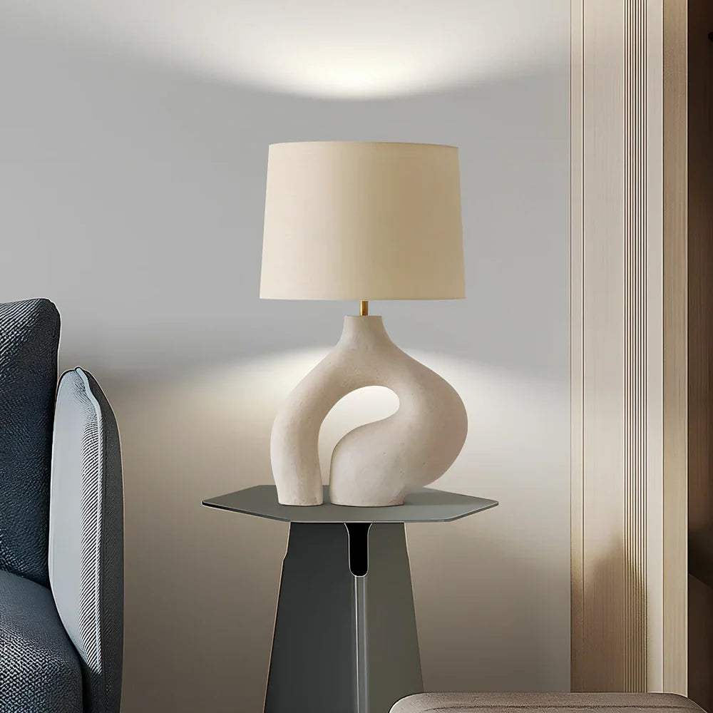 30x45cm Nordic fabric table lamp with resin base and cloth shade for modern interiors