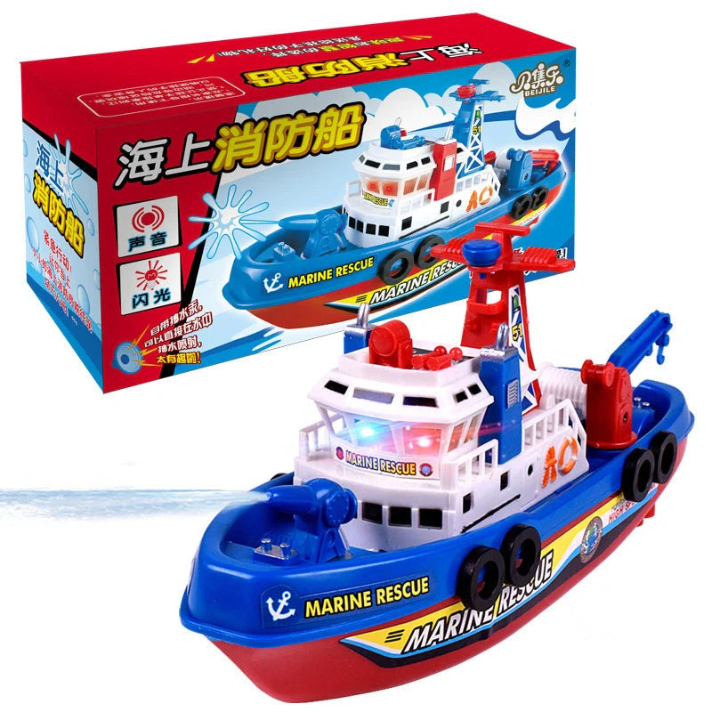 Electric penguin water jet boat toy with 3 sprinkling penguins for toddler bath time