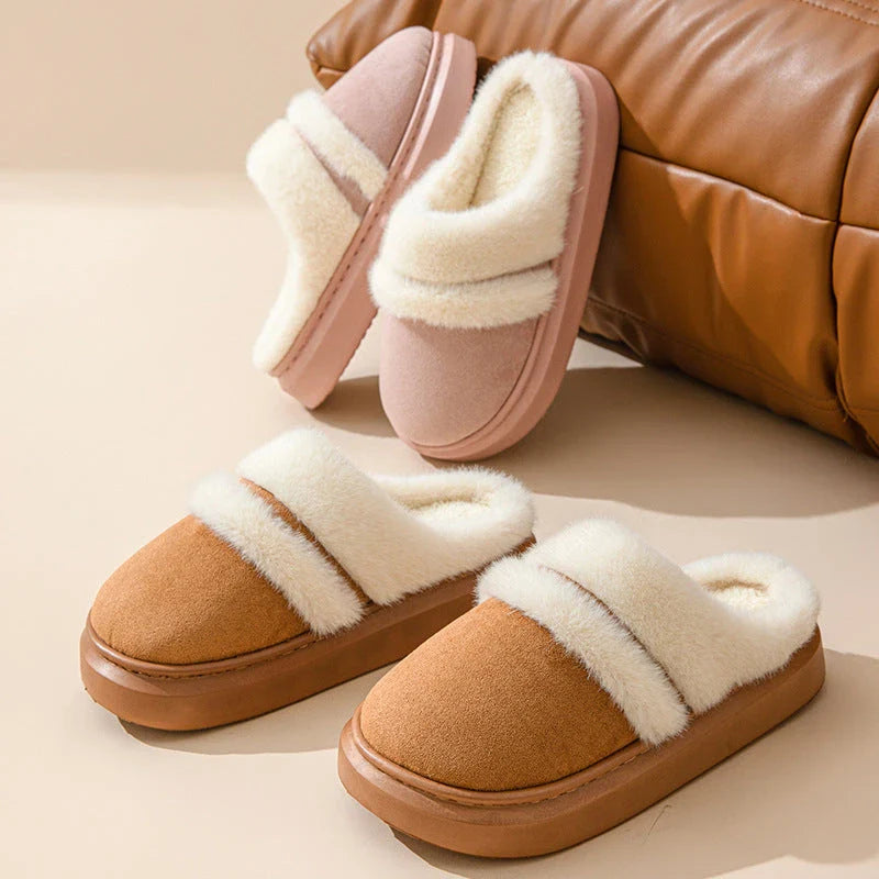 Cozy cotton slippers for women with plush lining, non-slip sole, and cartoon-inspired patterns in various colors
