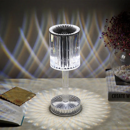 Elegant crystal table lamp with dimmable LED and touch control for home and hotel decor