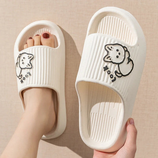 Women's cat design slippers with non-slip EVA sole in various colours