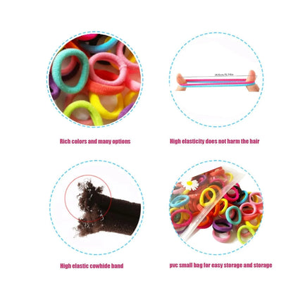 100 colourful cotton hair ties for babies and toddlers in jar packaging