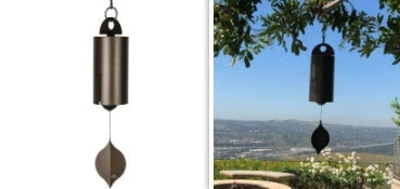 Elegant iron wind chimes in black and brown colors, designed for decorative garden and outdoor use