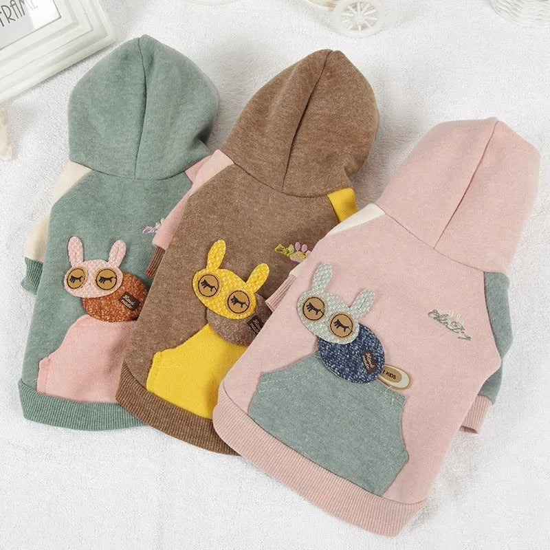Cotton pet sweatshirt for dogs and cats in brown, green, or pink colours