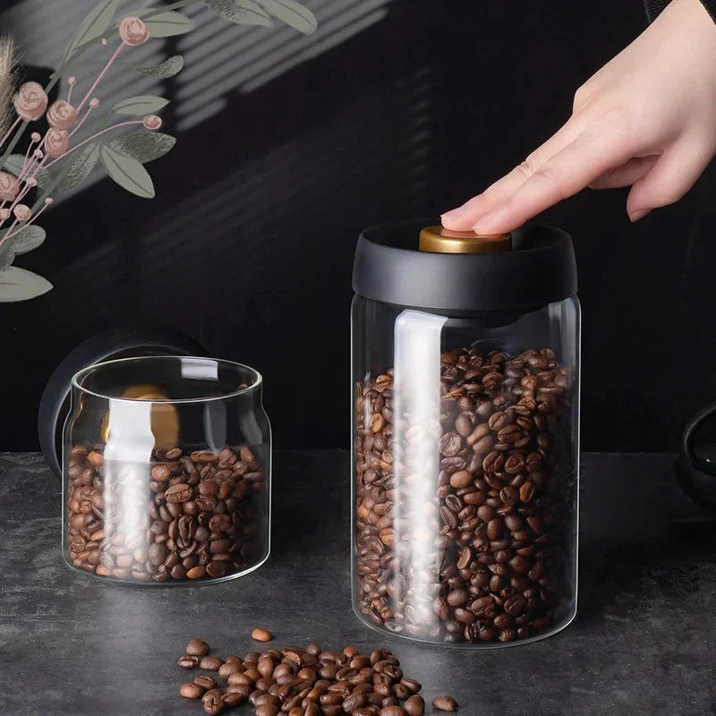 Premium vacuum sealed glass canister set for coffee and dry food storage