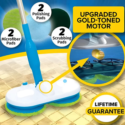 Wireless electric floor mop with charging capability and multiple cleaning pads