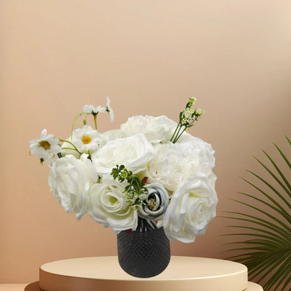 Artificial silk rose bouquet wedding table decoration in soft PVC with embossing detail