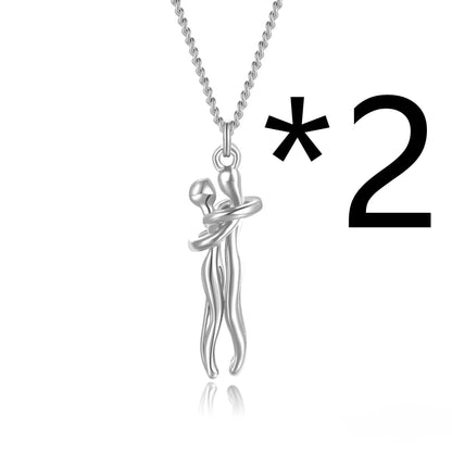 Affectionate Hug Necklace for couples with snake bone chain design