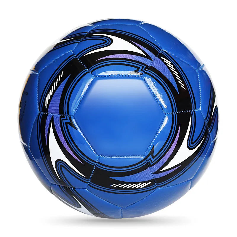 PVC machine-seam training football shown in red whirlwind colour design for size 4.