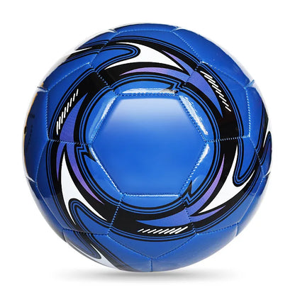 PVC machine-seam training football shown in red whirlwind colour design for size 4.
