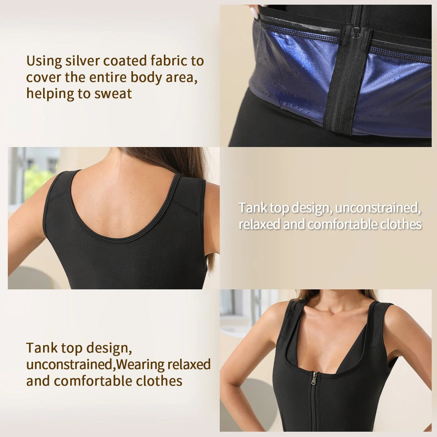 Women's black zip vest shapewear sweatshirt for stormy weather comfort and style