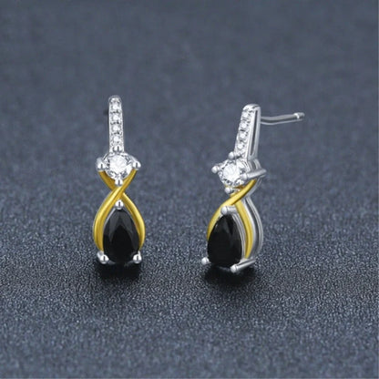 Luxury copper water drop zircon eardrops for women, elegant and stylish