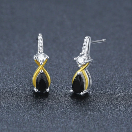 Luxury copper water drop zircon eardrops for women, elegant and stylish