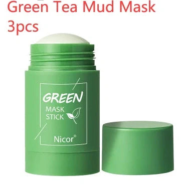 Green tea and eggplant clay mask stick with 40g content for deep cleansing and acne reduction