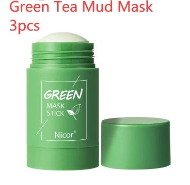 Purifying Green Tea & Eggplant Mud Mask for deep cleansing, oil control, and brightening skin