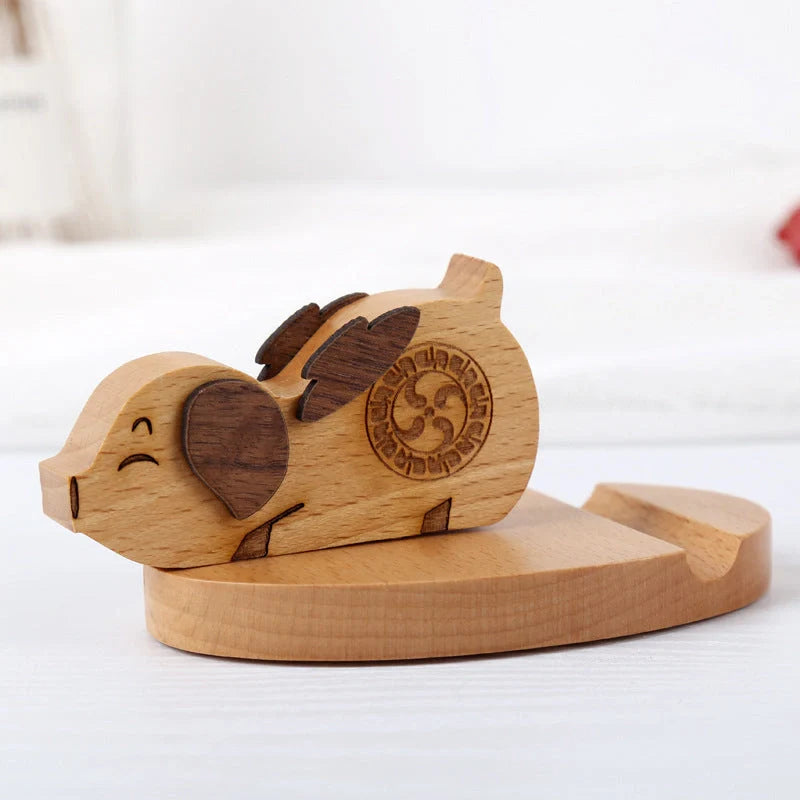 Custom beech wood lazy phone holder with various designs for hands-free convenience