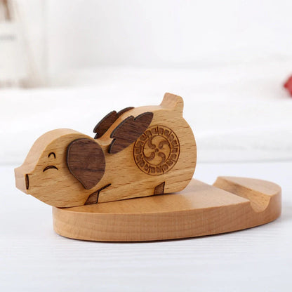 Custom beech wood lazy phone holder with various designs for hands-free convenience
