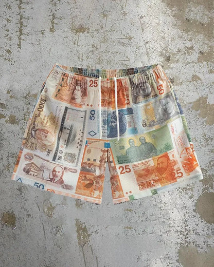 Men's quick-drying beach shorts in milk silk with digital print, loose fit, ten colours, sizes S to 2XL.