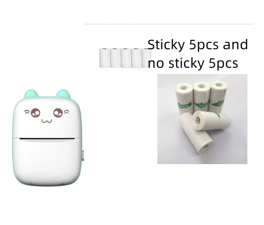 A compact, portable Bluetooth wireless photo printer for mobile devices, featuring high-quality thermal printing, rechargeable battery, and easy app connectivity.