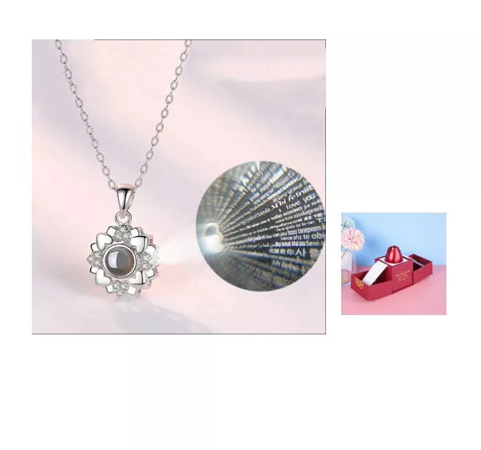 Valentine's Day Metal Rose Jewelry Gift Box Necklace with adjustable crystal necklace and maroon gift box
