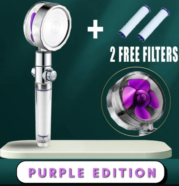 360° Rotating Shower Head with Built-In Fan - Premium ABS Plastic Construction, Water-Saving High-Pressure Spray