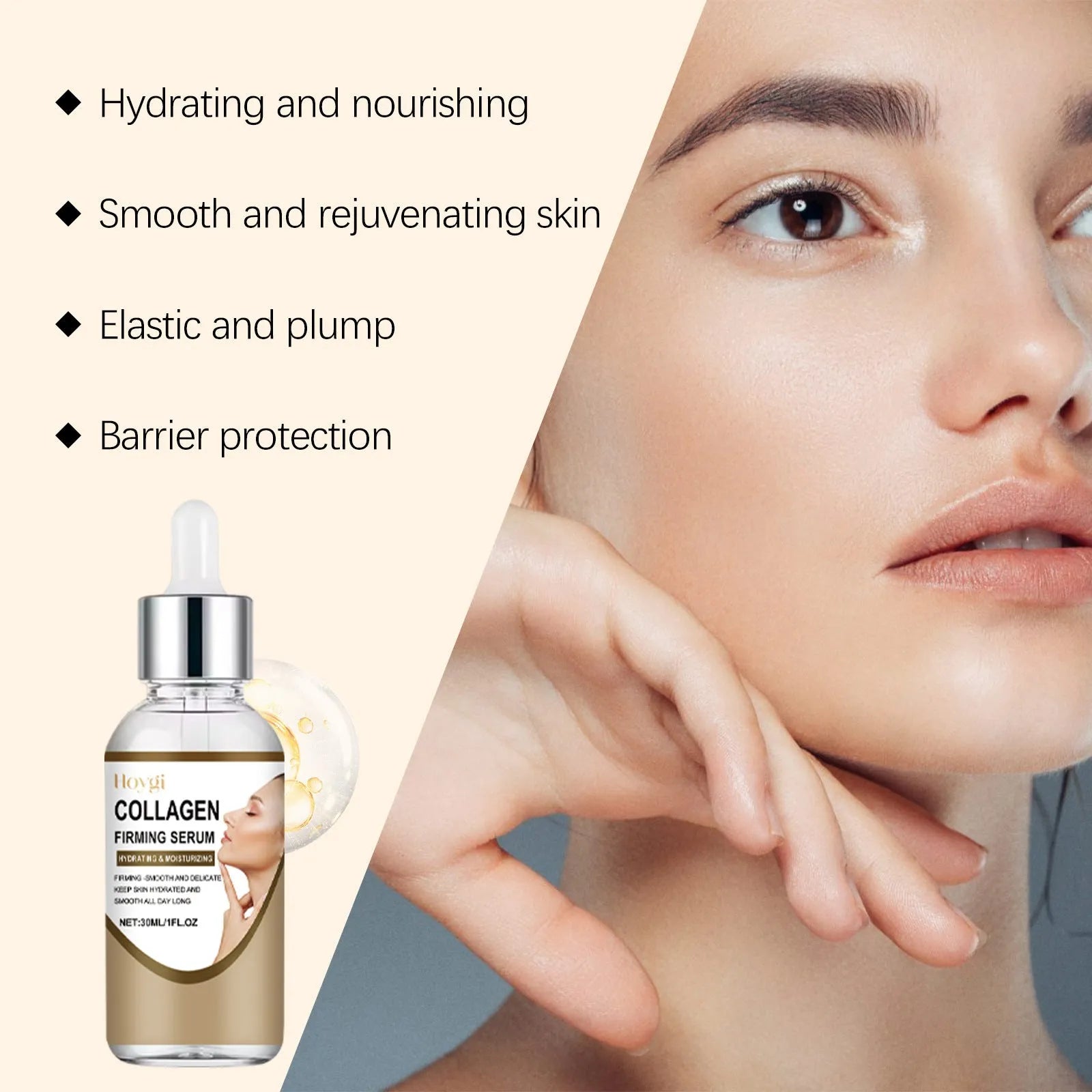 Collagen Firming Care Solution 30ml serum bottle measuring 2.8 x 2.8 x 10.3 cm