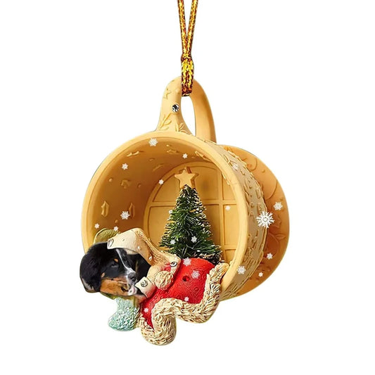 8cm clear acrylic sausage dog hanging ornament in colour variant 1, simple commemorative dachshund design for home decor