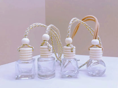 Car perfume pendant fragrance with glass bottle in four style options